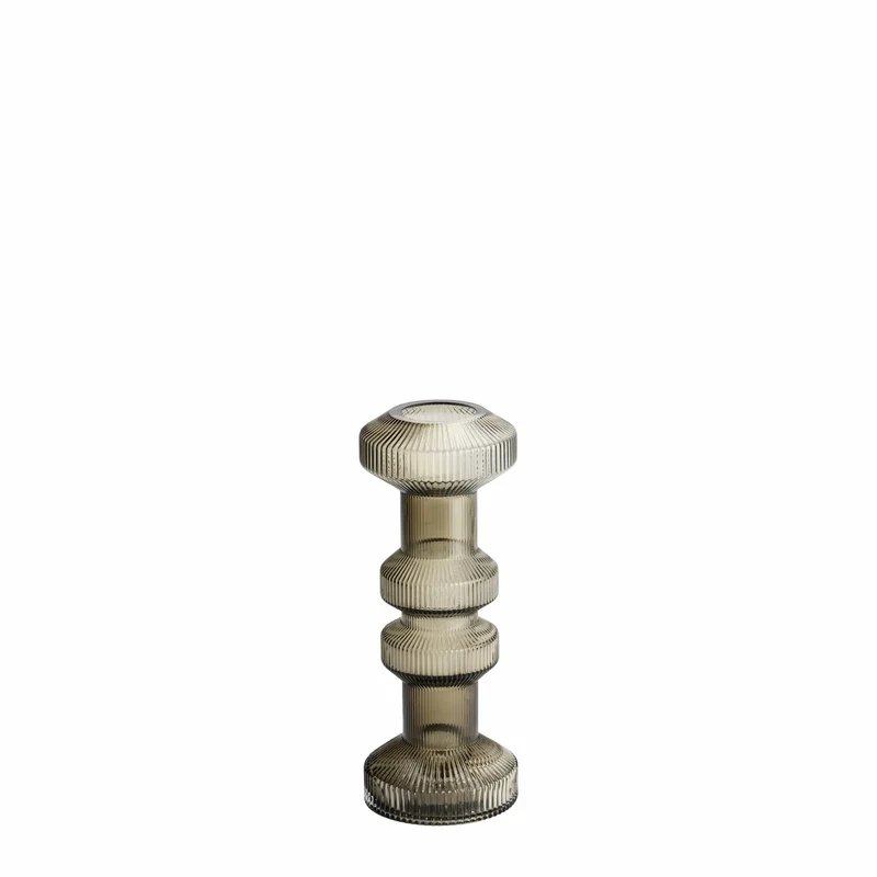 ISAA Vase-Kerzenständer Ara – Geripptes Glas, hohe Vase & Kerzenständer