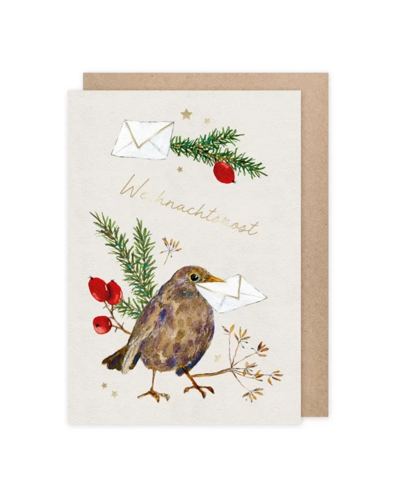 Weihnachtskarte "Vogel Weihnachtspost" vom Grätz Verlag