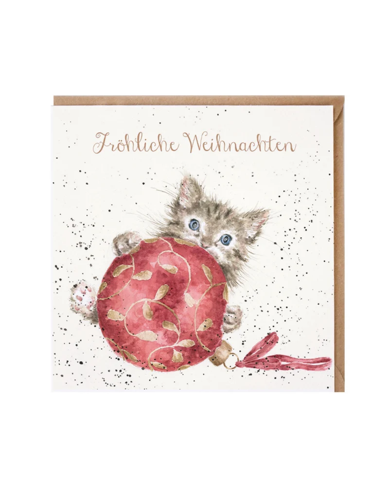 Weihnachtliche Kätzchen Doppelkarte "Christmas Baubles" von Wrendale Designs