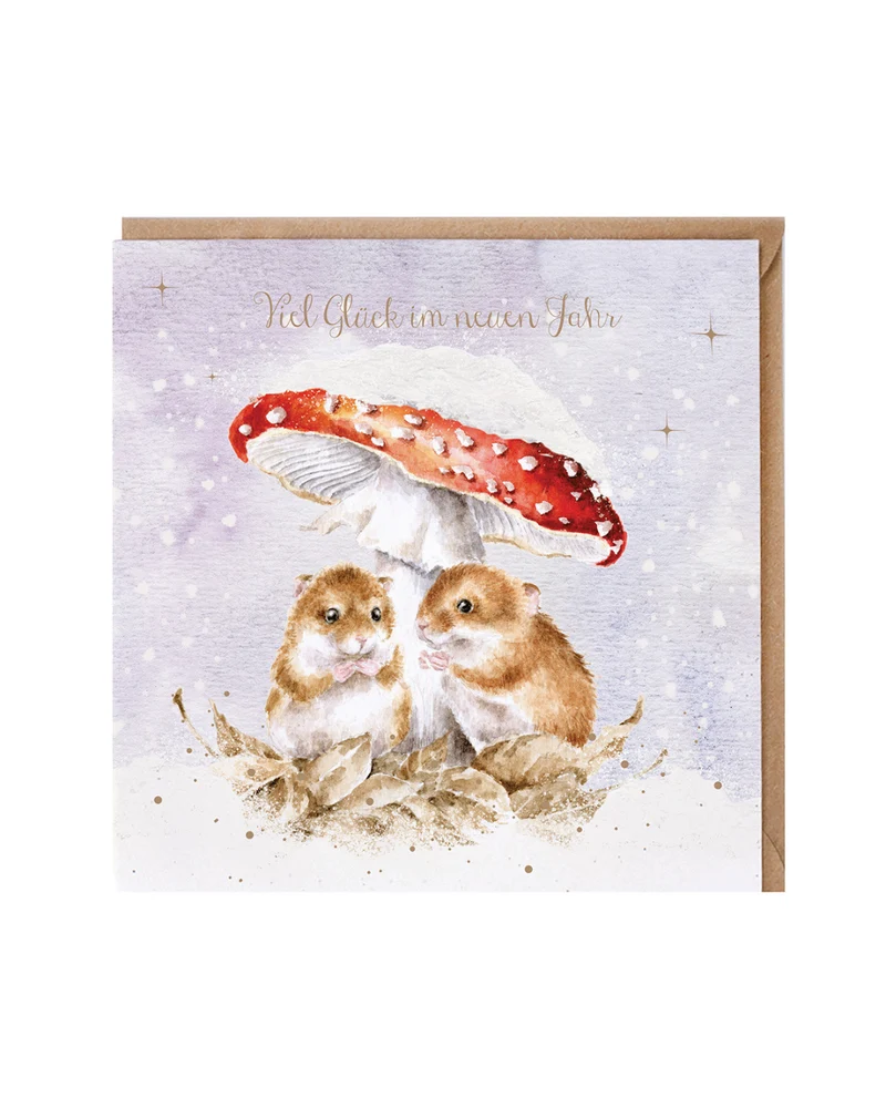 Weihnachtliche Maus Doppelkarte "Mushroom At The Inn" von Wrendale Designs