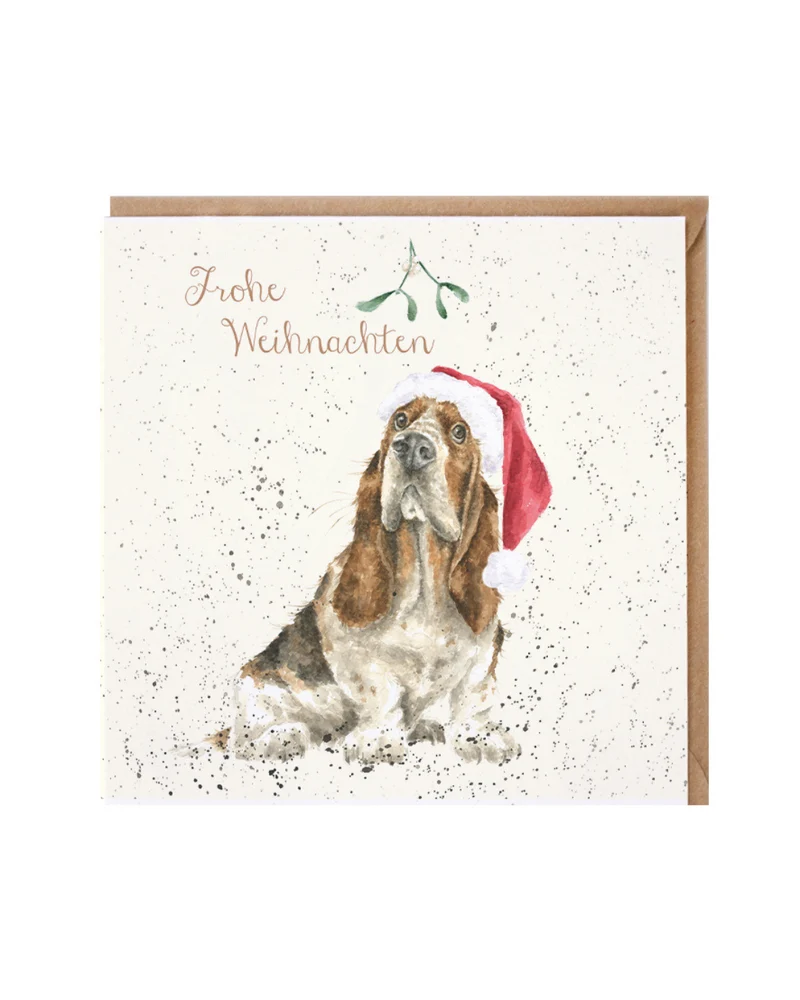 Weihnachtliche Hunde Doppelkarte "Mistletoe" von Wrendale Designs
