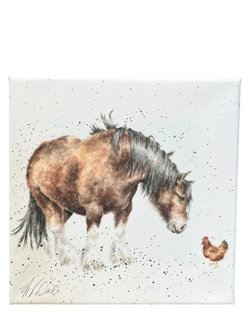 Pferd mit Huhn auf Leinwand Wrendale Designs