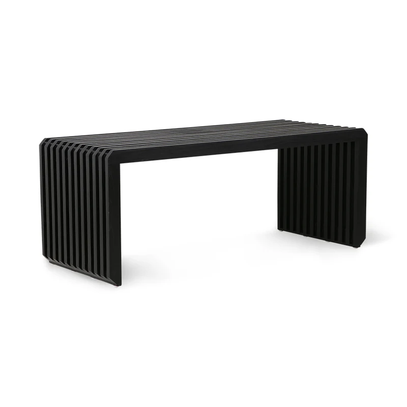 Slatted Bench Moderne Bank Holz schwarz - HKliving