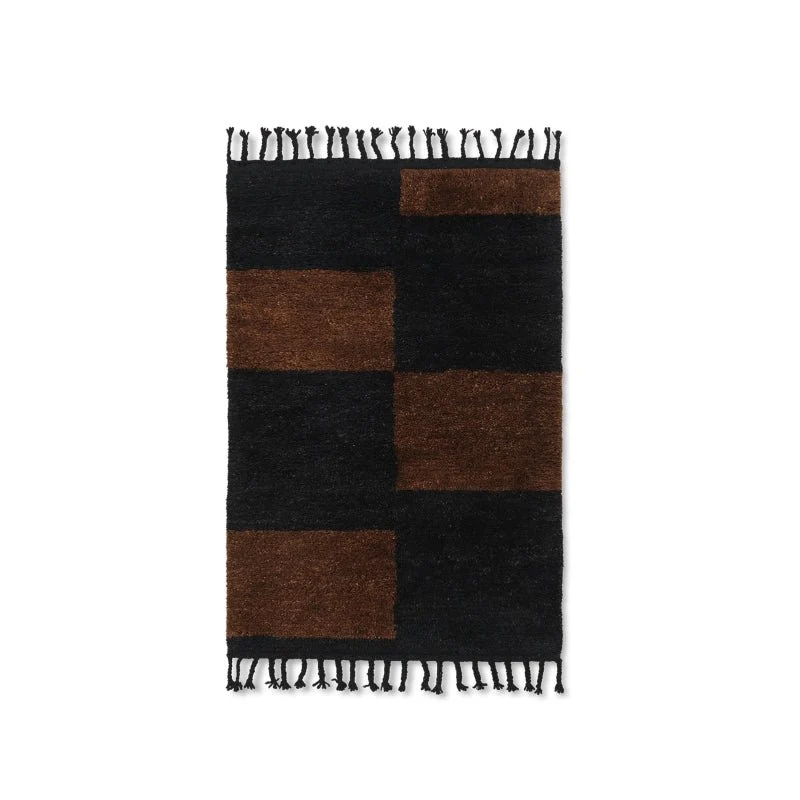 Woll-Teppich Mara, 80 x 120 cm schwarz / chocolate - ferm LIVING
