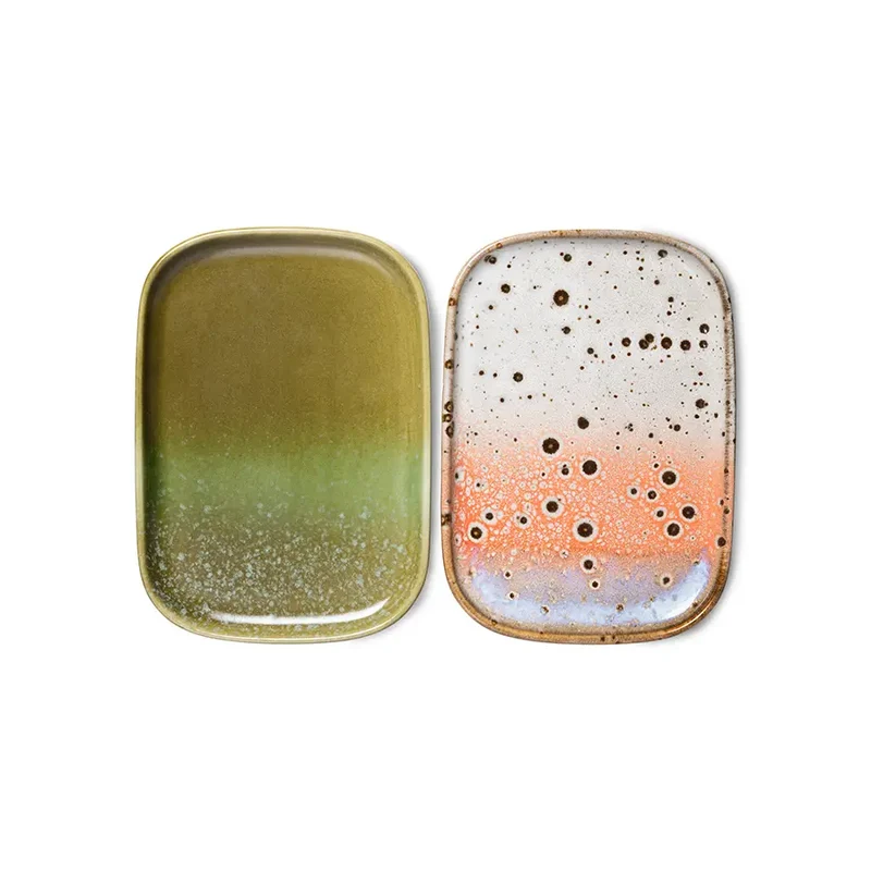 HKliving 70s Ceramics Serviertablett – 2er Set Stoneware