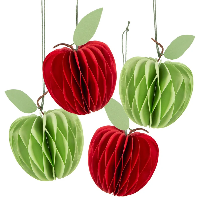 Logbuch-Verlag 4 Osteranhänger Äpfel Frühling Ostern Dekoration grün rot aus Papier zum Aufhängen 8 x 8 x 10 cm Hängedekoration