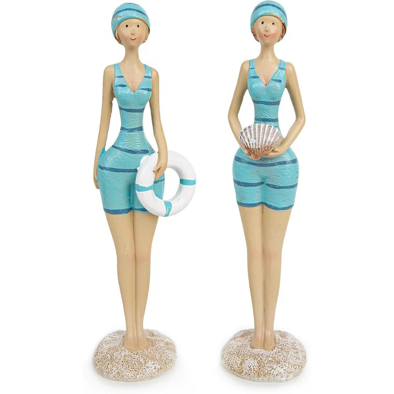 Logbuch-Verlag 2 schlanke Frauen Figuren Badenixen Schwimmerinnen Dekofiguren Maritime Deko Sommer Geschenk 20,5 cm