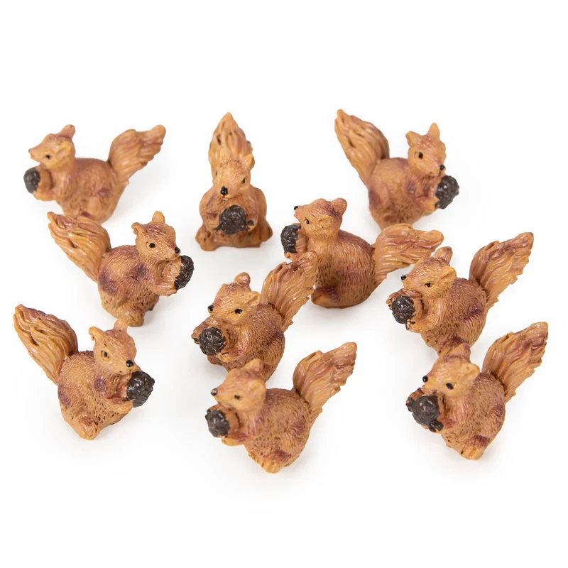 Logbuch-Verlag 10 Mini Eichhörnchen Streudeko Tischdeko für Frühling und Herbst kleine Tierfiguren braun 2 cm
