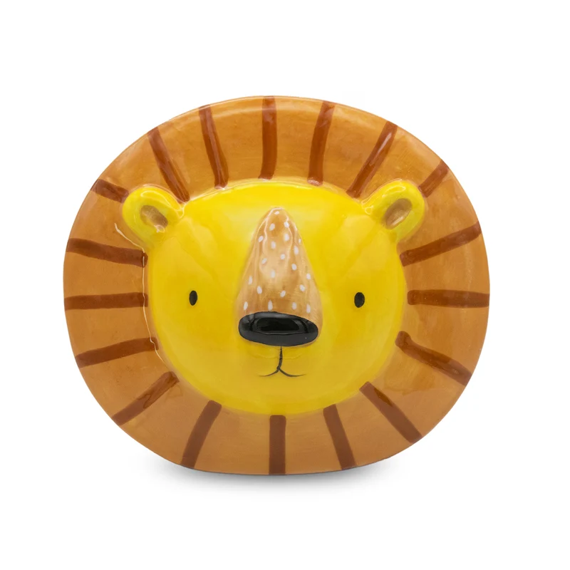 Spardose Löwe Keramik 16 cm – Geldgeschenk für Kinder in Tierform – gelbe Sparbüchse als Geschenk oder Kinderzimmer-Deko – Logbuch-Verlag