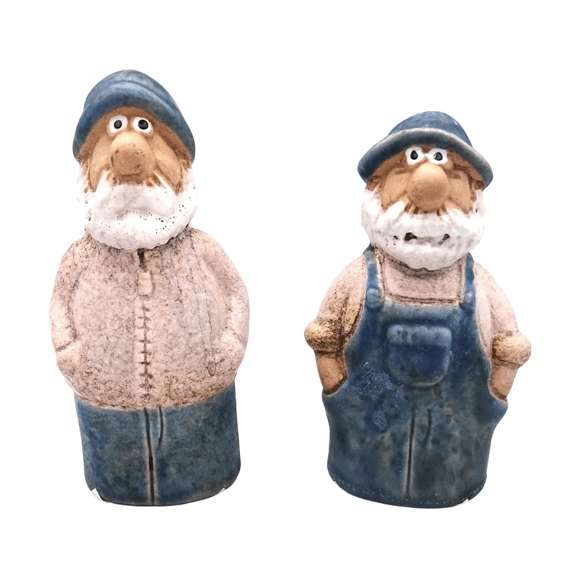 Logbuch-Verlag Dekofiguren Seemann 2er-Set Steingut blau braun 13 cm – Maritime Figuren zum Hinstellen für Bad, Flur oder Fensterbank