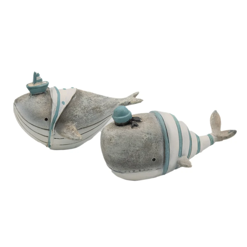 Logbuch-Verlag Deko Wale 2er-Set aus Poly 10 cm blau – Maritime Figuren zum Hinstellen für Badezimmer, Fensterbank oder maritimes Regal