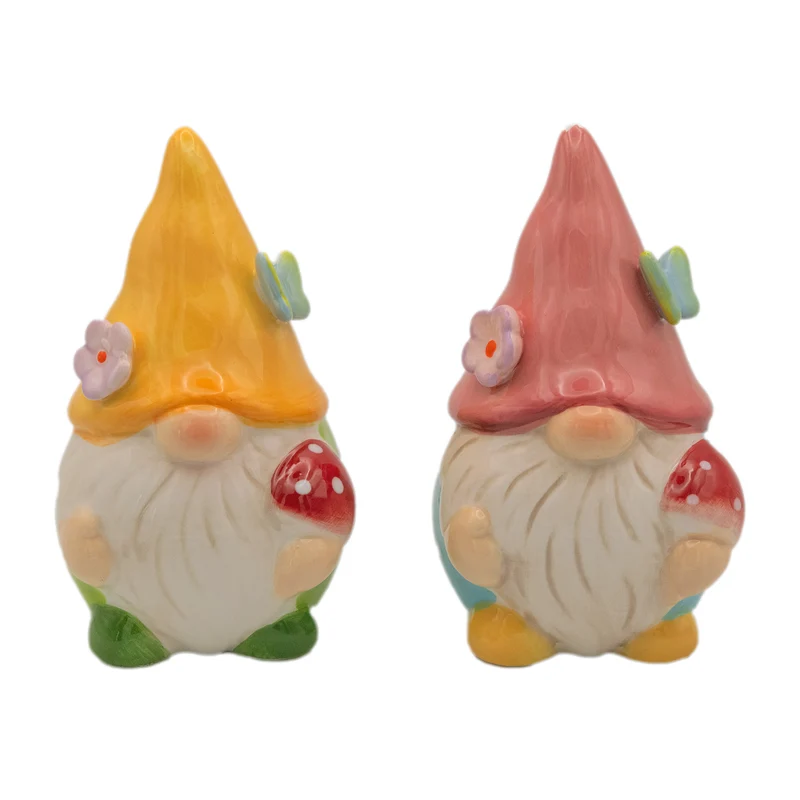 Logbuch-Verlag Deko-Wichtel 2er-Set Gartenzwerge Keramik bunt 11 cm – niedliche Figuren für Frühling, Garten oder Fensterbank