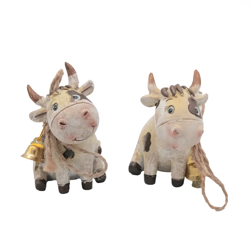 Logbuch-Verlag Deko Kühe 2er-Set aus Poly 6 cm braun schwarz – lustige Tierfiguren zum Hinstellen für Küche, Regal oder als Geschenk