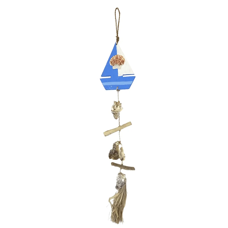 Maritime Girlande mit Booten 12x2x100 cm – Hängedeko mit Holzsegelbooten, Muscheln & Treibholz – Sommerliche Fenster- & Wanddeko – Logbuch-Verlag