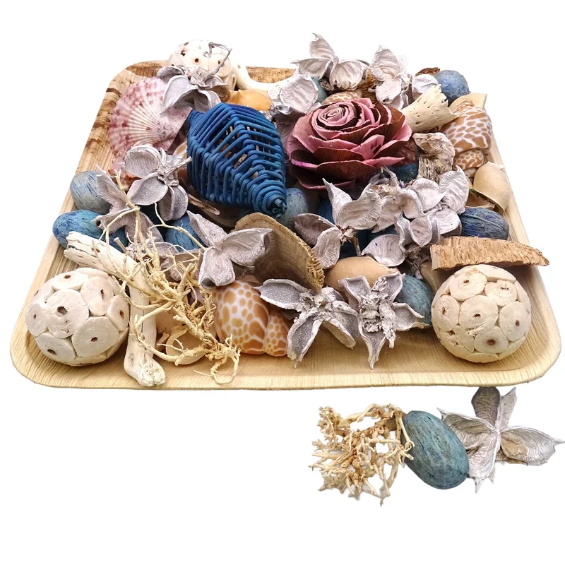 Logbuch-Verlag Potpourri mit Akazienholz-Teller 25,5x25,5x8 cm – Naturdeko mit Trockenblumen und Duft – Tischdeko Frühling & Sommer
