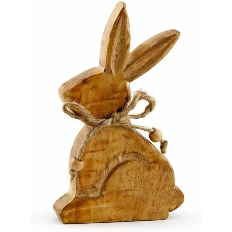 Logbuch-Verlag Mangoholz-Hase Natur 15 cm - Holzfigur Hase zum Hinstellen für Frühling und Ostern - rustikale Osterdeko aus Holz - Dekofigur Naturlook