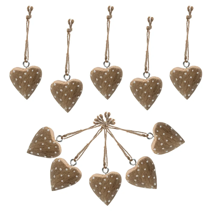 Logbuch-Verlag 10 kleine Holzherzen Ostern Frühling Deko Herzen zum Aufhängen braun weiß Give-Away Hochzeit Muttertag 4 cm