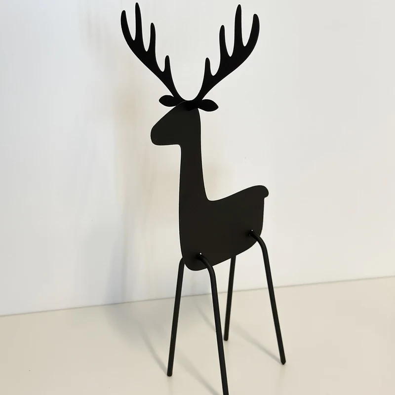 Deko Figur Rentier "Nils" Metall Schwarz 25cm 2 Varianten
