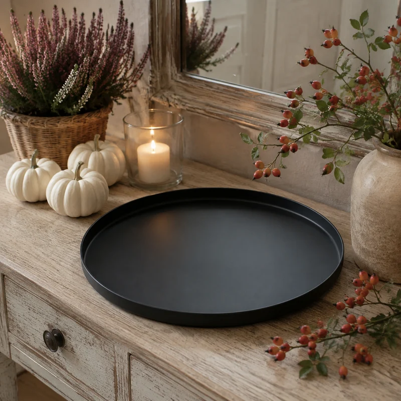 Schale Tablett "Noir" Metall Schwarz 40cm