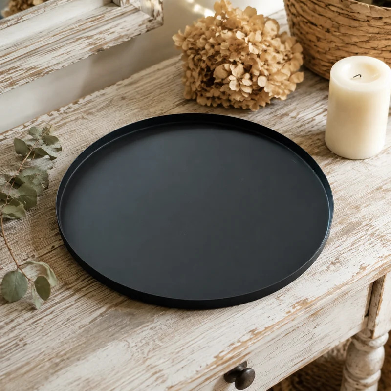 Schale Tablett "Noir" Metall Schwarz 30cm