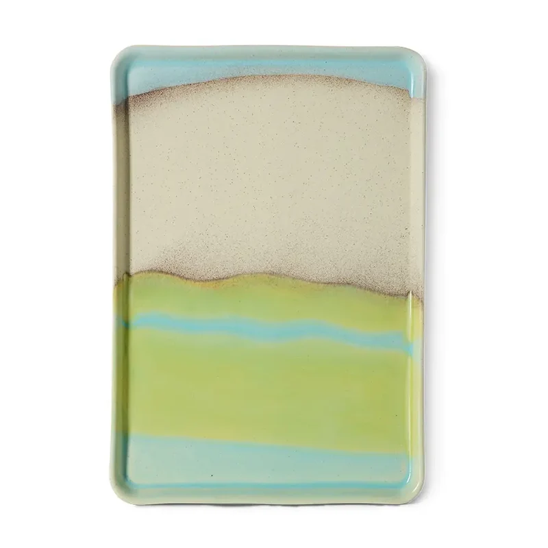 HKliving 70s Ceramics Großes Tablett Glint – Stoneware Einzelstück