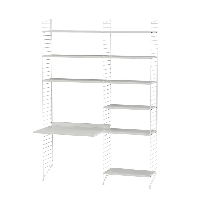 Arbeitsplatz B Weiß Set - Regalsystem - Stringfurniture