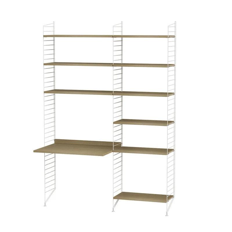 Arbeitsplatz B Weiss/Eiche Set - Regalsystem - Stringfurniture