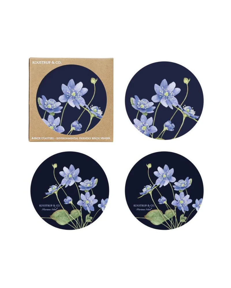 Untersetzer "Blaue Anemonen" 4er-Set von Koustrup & Co.
