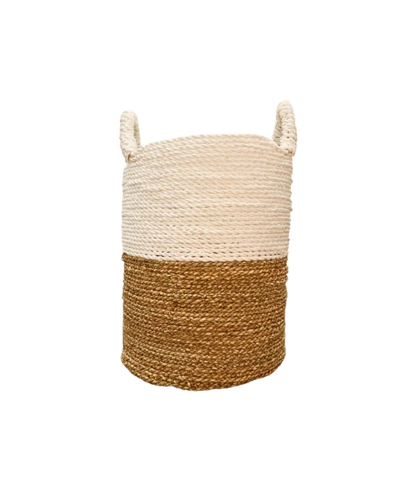 Große Geflochtene Seegras Körbe "Weiß Beige" von Lauco