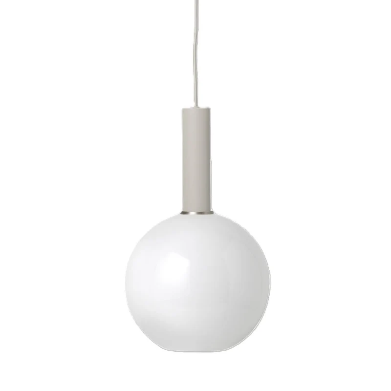 Lampenschirm Opal Shade mit langer Fassung Collect Pendant weiß- ferm LIVING