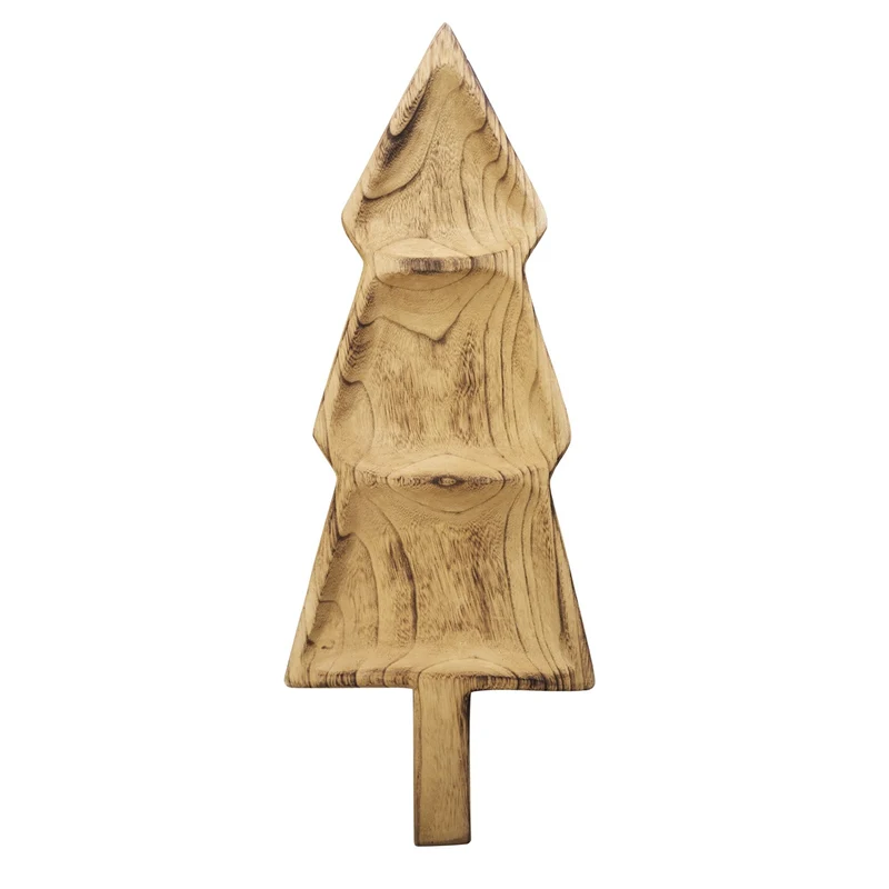 Schale Tannenbaum „Julträ“ Holz Natur 3 Mulden 62cm