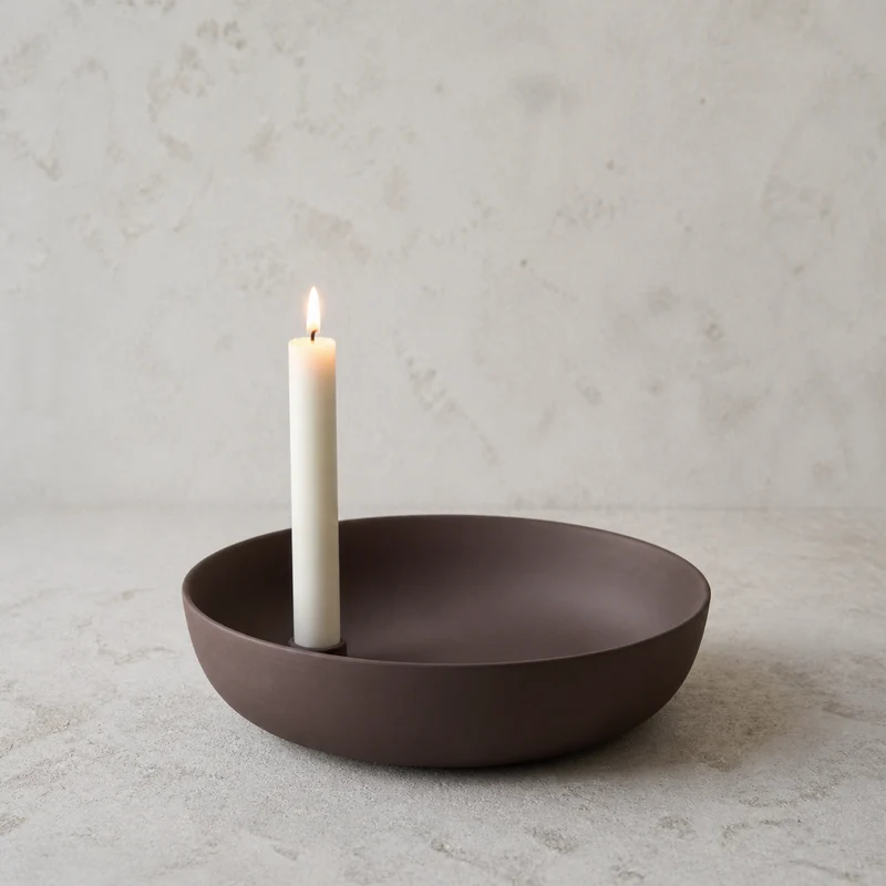 Schale Kerzenhalter "Lidatorp" Keramik Matt Braun XL 26cm