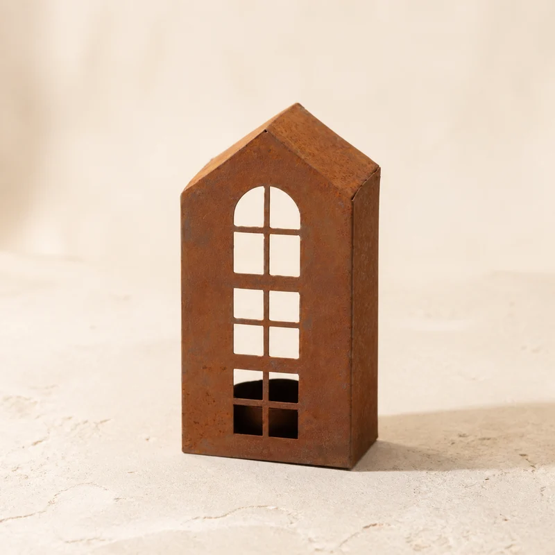 Windlicht Teelichthaus „Rusty“ Metall Rost 15cm