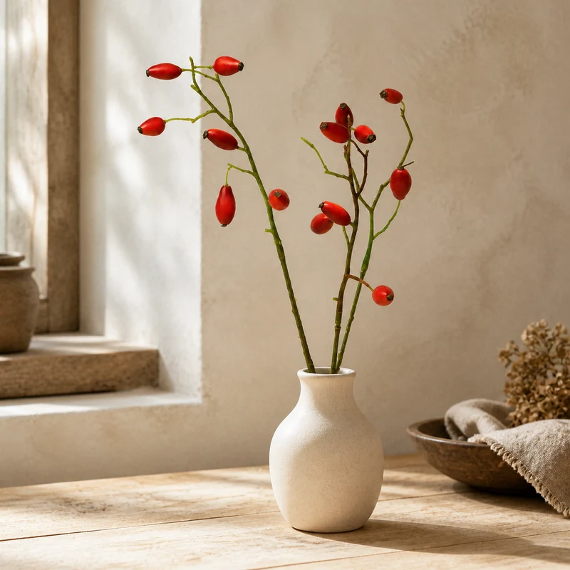 Hagebuttenzweig „Herbstpoesie“ künstlich Rot 46cm
