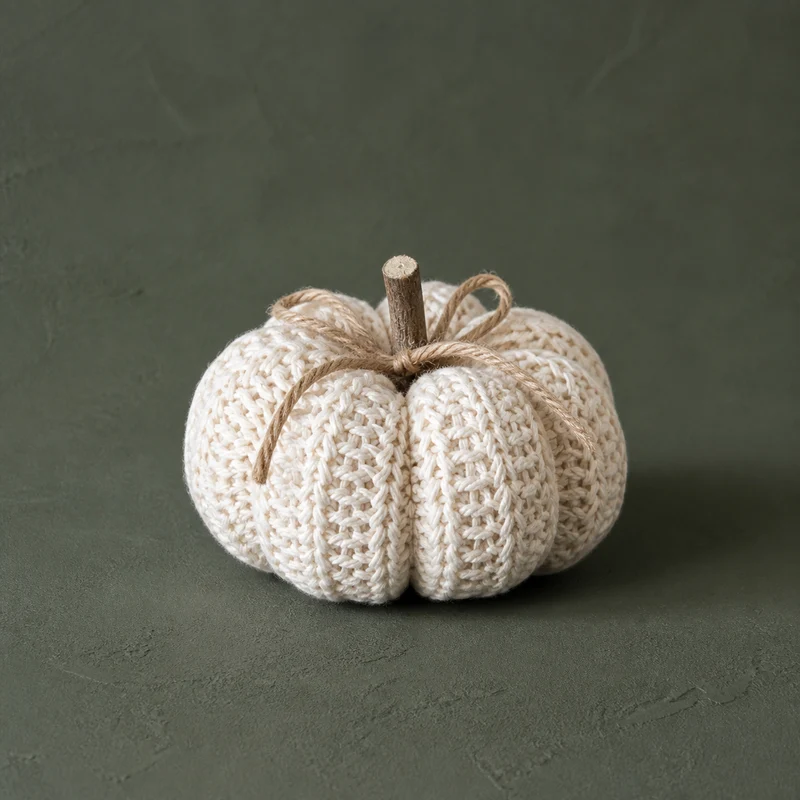 Deko Kürbis "Alba" gestrickt creme 9cm