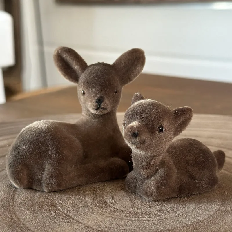 Deko Rehkitze "Waldfreunde" beflockt Braun 2er Set 7,5cm
