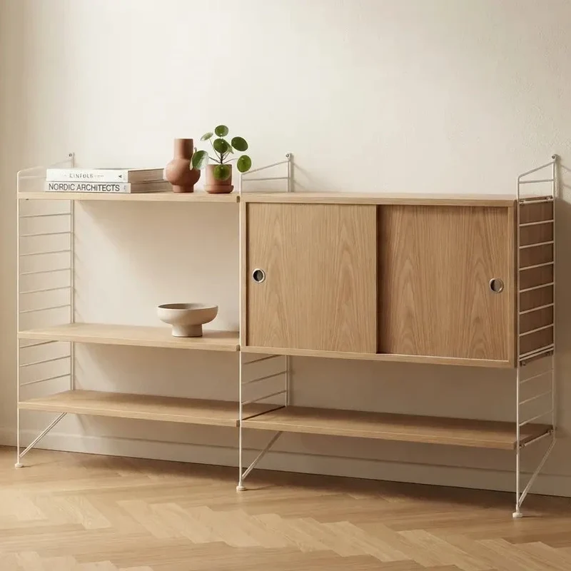 String Regalsystem Wohnzimmer Set – Eiche/Weiß