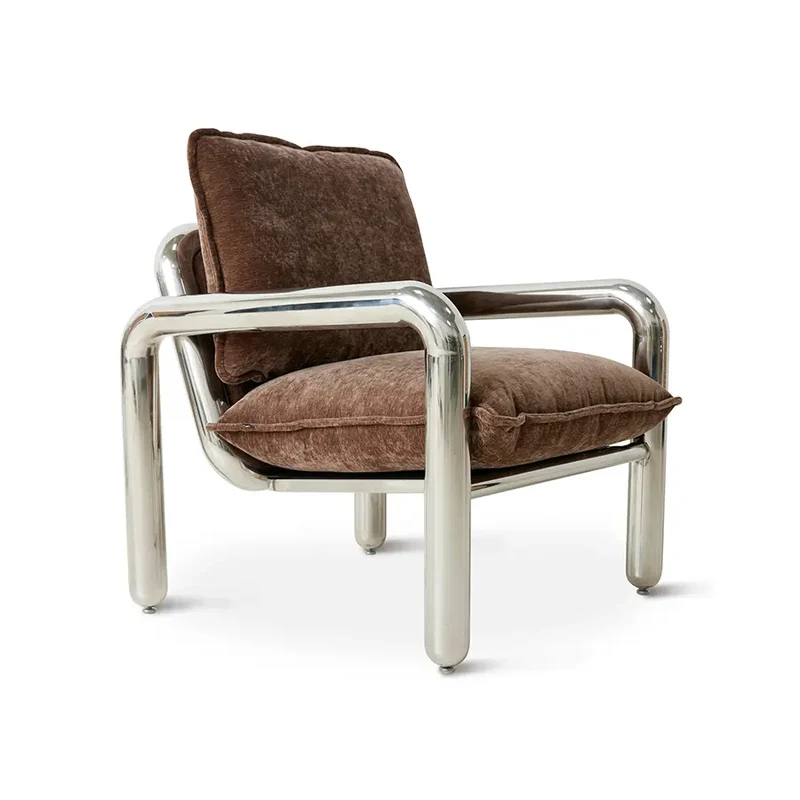 Chrome Lounge Sessel Samt Braun – HKliving