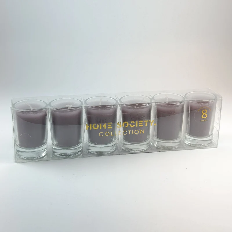 Votiv Kerze "Glas" 6er Set 5 Farben