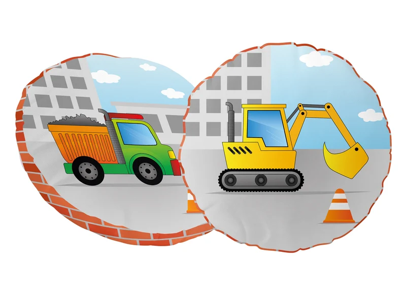 Kinder Rundkissen-Set "Oskars Baustelle"