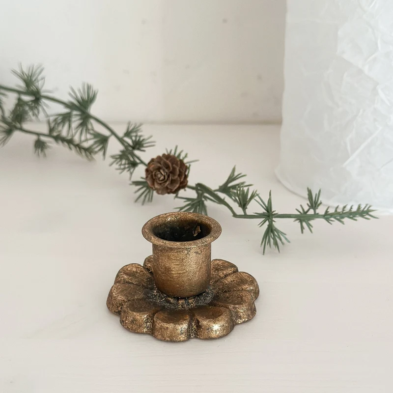 Kerzenhalter "Blomma" Metall Messing Gold Antik
