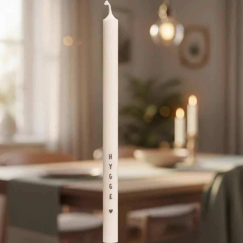 Dünne hohe Kerze "Hygge" Stearin 13mm