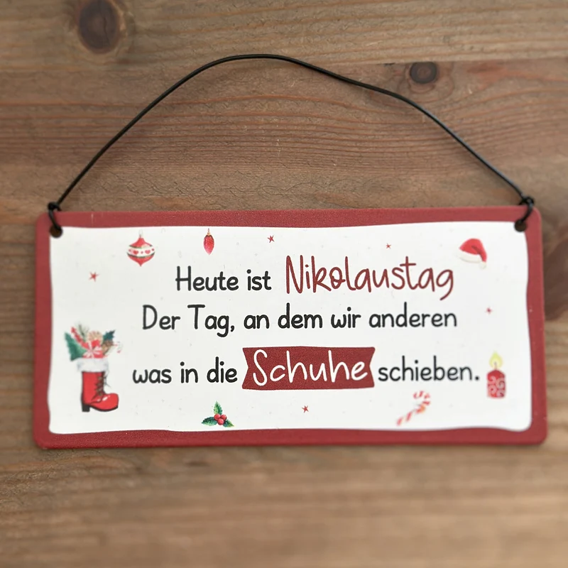 Schild "Nikolaustag" Metall Aufhänger