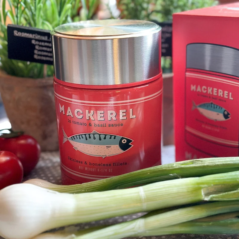 Dose Thermosflasche "Mackerel" Nostalgie Retro Design Metall 450ml