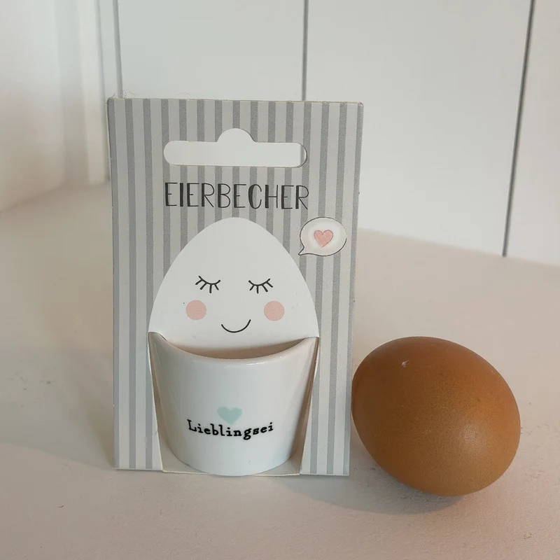 Eierbecher mit Spruch “Frühstücksgruß” Geschenk-Set 3 Designs