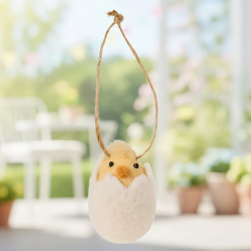 Aufhänger Küken in Eierschale "Elli" Filz Weiß Gelb 6cm