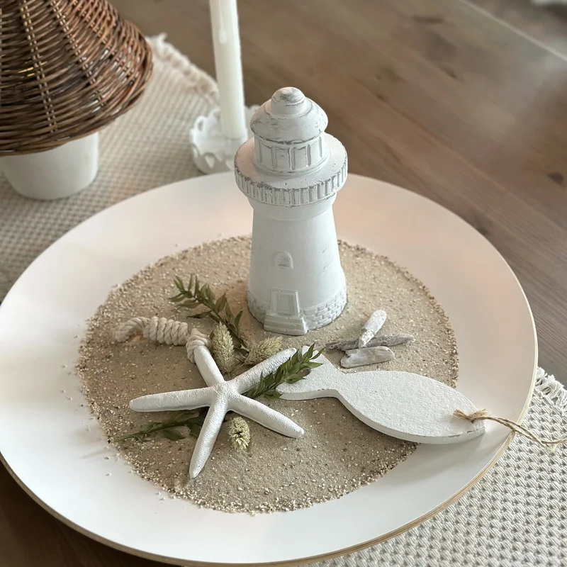Deko Tablett Holz weiß 41cm