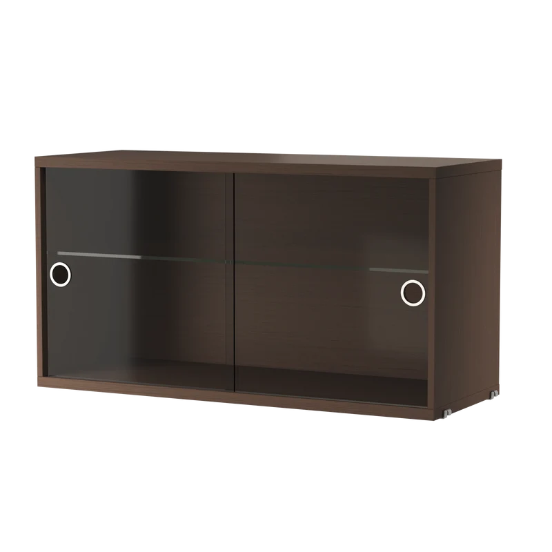 Schrank mit Glas-Schiebetüren 78x30cm Eiche dunkelbraun – String Furniture