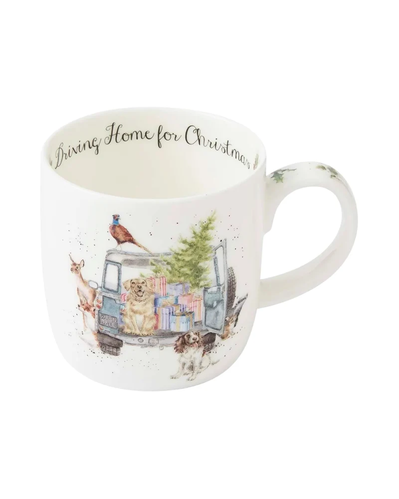 Weihnachtstasse "Driving Home for Christmas" von Wrendale Designs