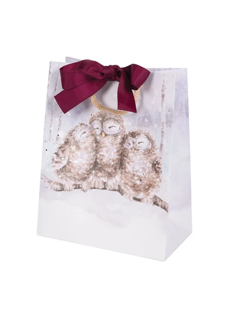 Weihnachtliche Eulen Geschenktasche S von Wrendale Designs